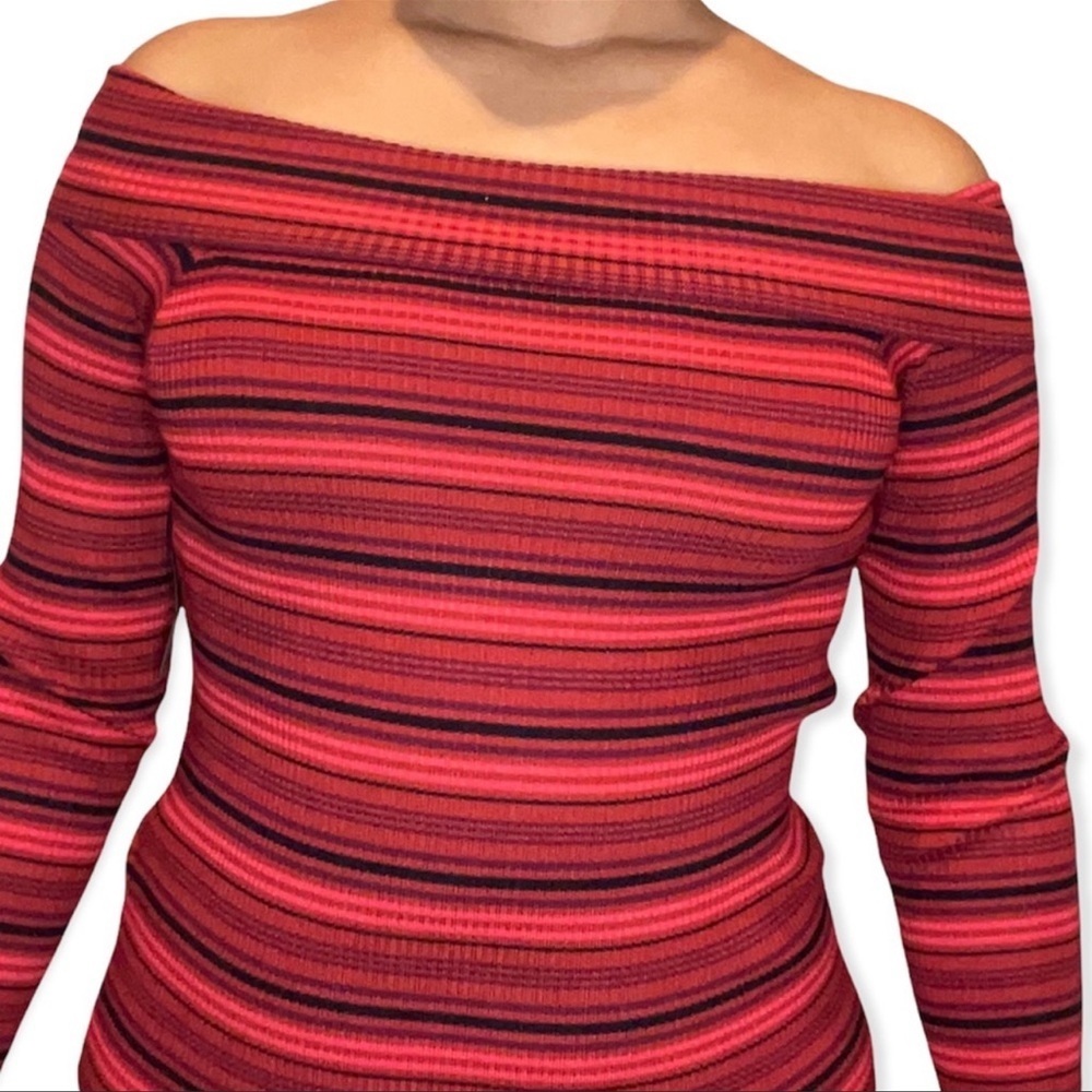 Forever21 Off Shoulder Striped Sweater